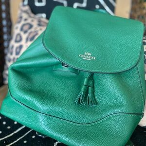 Coach Green Leather Backpack